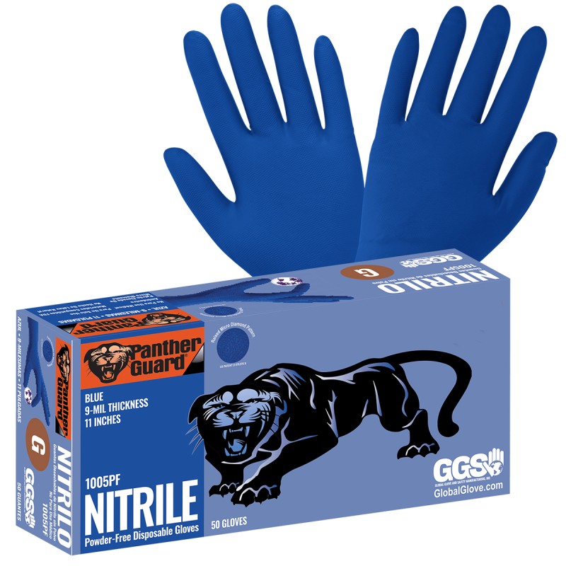 Panther Guard 9mil Blue Nitrile Disposable Gloves-XL Panther Guard 9mil Blue Nitrile Disposable Gloves-XL