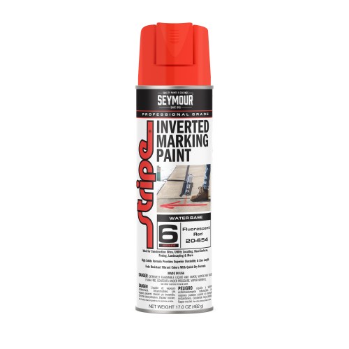Seymour Stripe 6-Series Inverted Ground Marking Paint, Fluorescent Red (17oz)