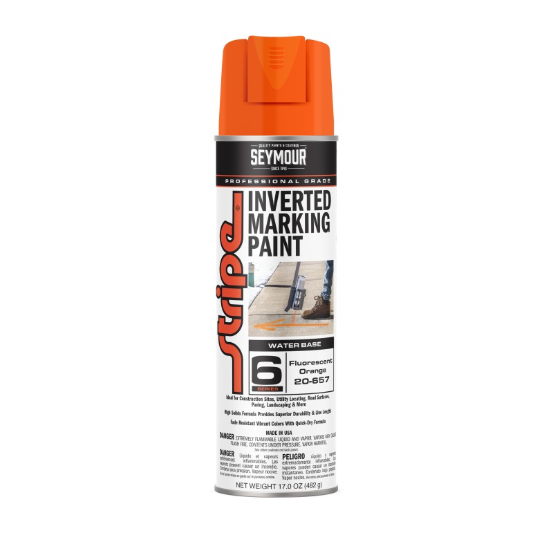 Seymour Stripe 6-Series Inverted Ground Marking Paint, Fluorescent Orange (17oz) Seymour Stripe 6-Series Inverted Ground Marking Paint, Fluorescent Orange (17oz)
