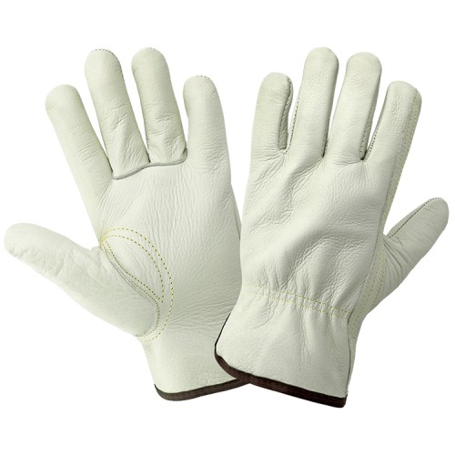 Standard-Grade Grain Cowhide Beige Drivers Gloves - Multiple Sizes Available