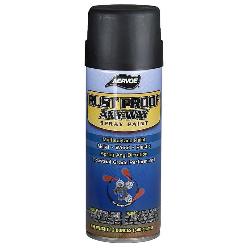 Aervoe 312 - Rust Proof Any-Way Spray Paint (Flat Black)