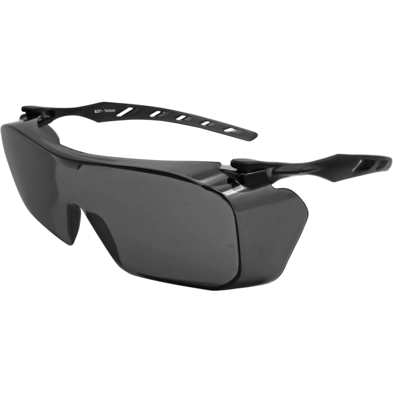 Over-The-Glass Smoke Lens, Frosted Gray Frame Visitor Specs Safety Glasses Over-The-Glass Smoke Lens, Frosted Gray Frame Visitor Specs Safety Glasses