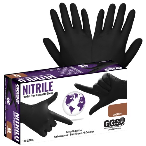 Disposable Black Nitrile Gloves 5 ml - Multiple Sizes Available