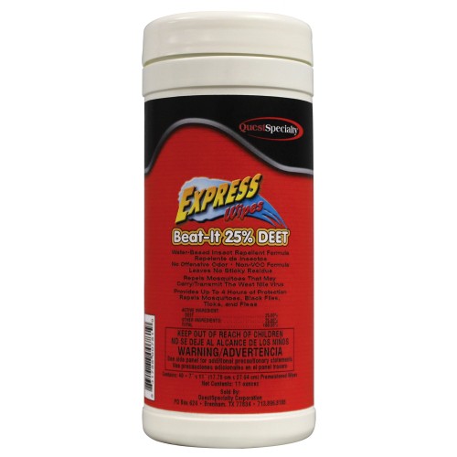 Quest Specialty 657 - Express Wipes Beat-It 25% Deet Insect Repellent - 6 pack Quest Specialty 657 - Express Wipes Beat-It 25% Deet Insect Repellent - 6 pack