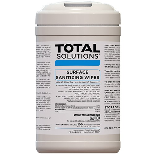 Total Solutions 1566 - SURFACE SANITIZING WIPES 100 COUNT - 6 pack Total Solutions 1566 - SURFACE SANITIZING WIPES 100 COUNT - 6 pack