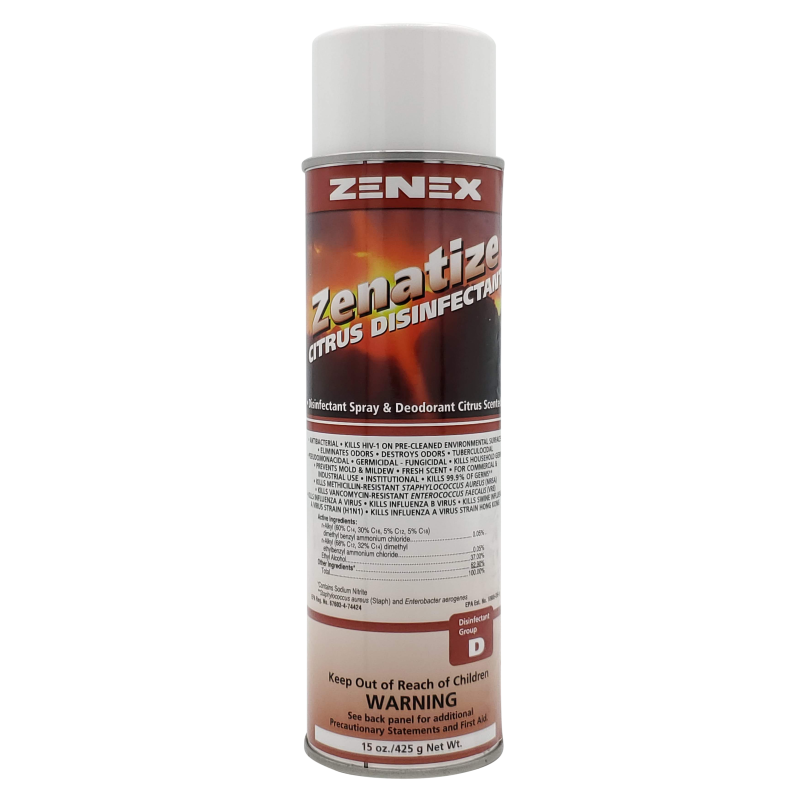 Zenatize Citrus Disinfectant Disinfectant Spray & Deodorant Citrus Scented - 12 pack